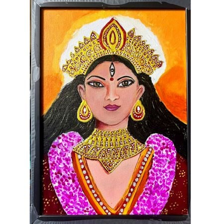 Handmade Devi Mata Canvas Painting for Spiritual Wall Decor